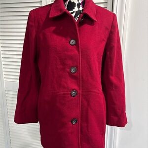 Alfred Dunner Women's Rich Red Pea Coat